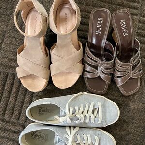 3 pair of women’s shoes Adrienne Vittadini Franco Sarto Keds